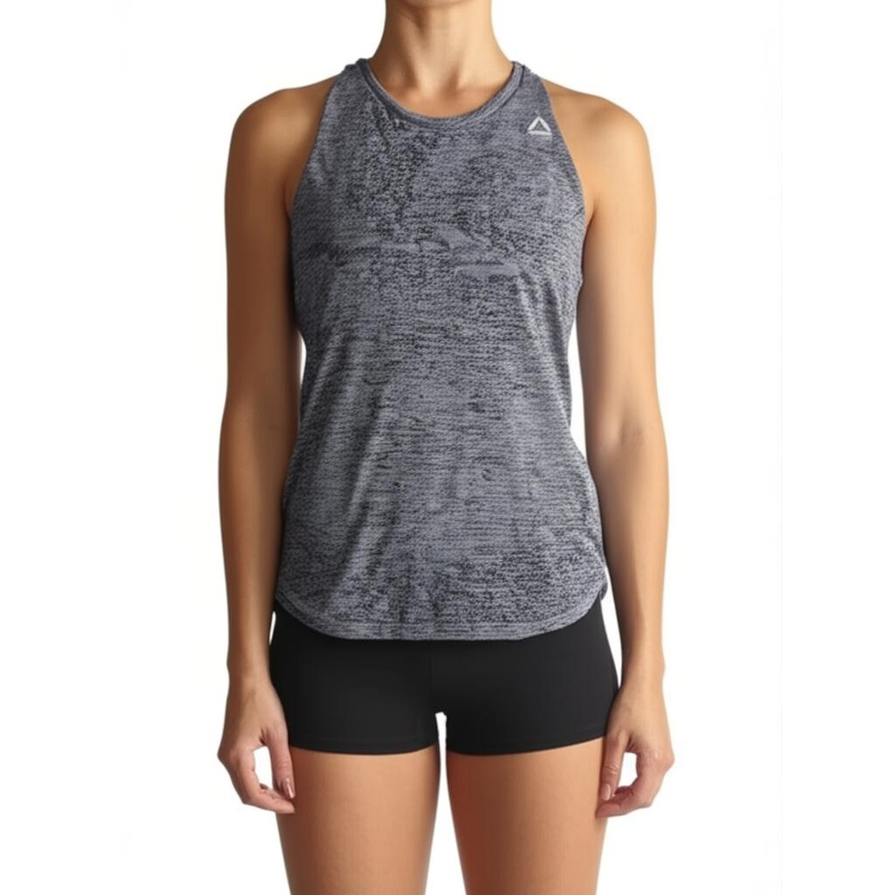 REEBOK Black Grey Heathered Racerback Speedwick Tank Top Womens Small‎